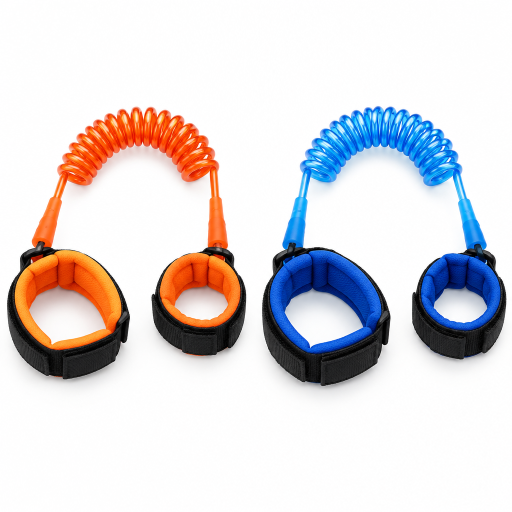 Coo-D Child Anti-Lost Wrist Link Safety Leash in orange and blue