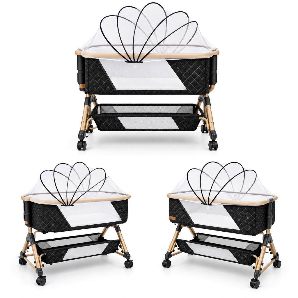 Coo-D Luxury Bedside Bassinet Co-Sleeper with Canopy
