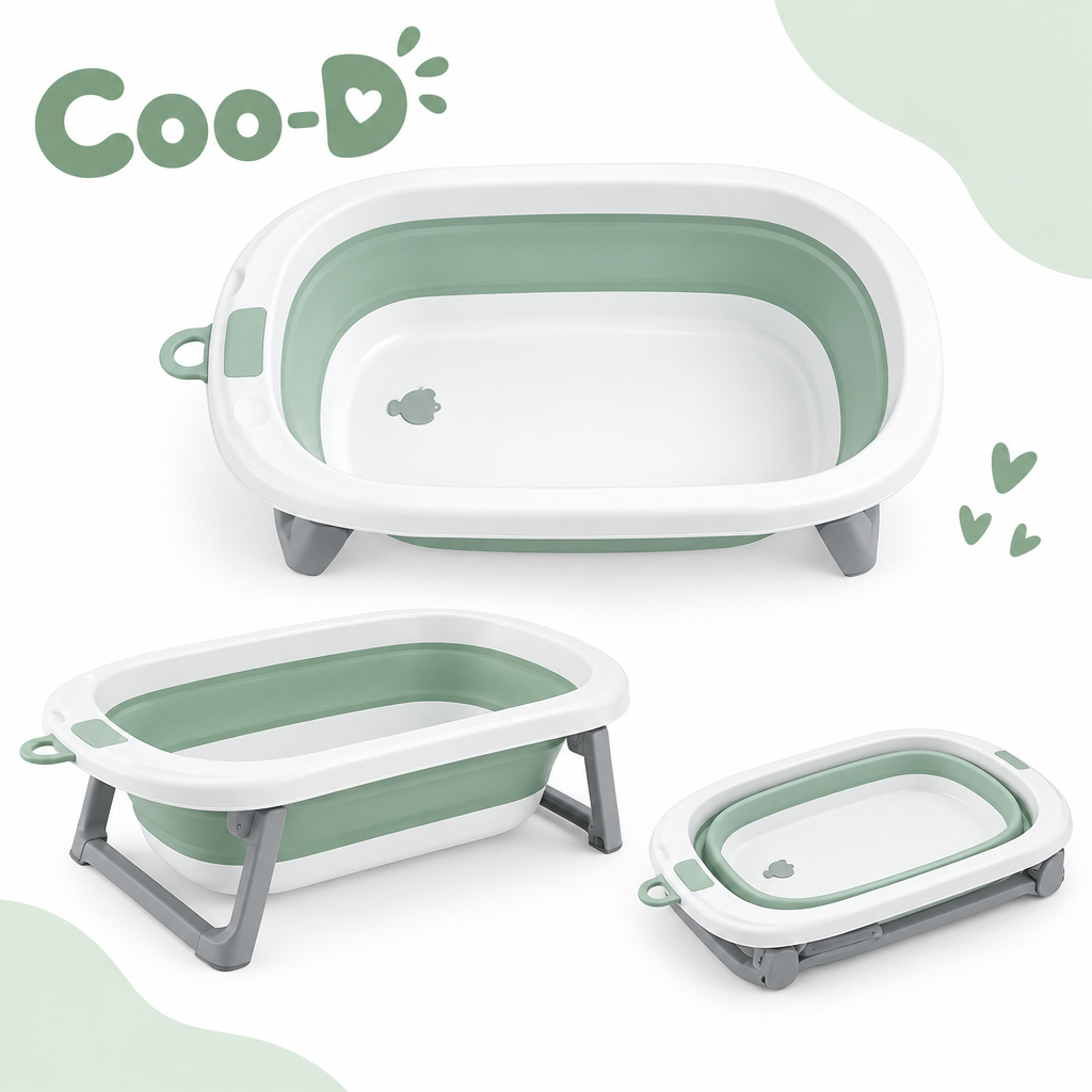 Coo-D Foldable Baby Bathtub in sage green