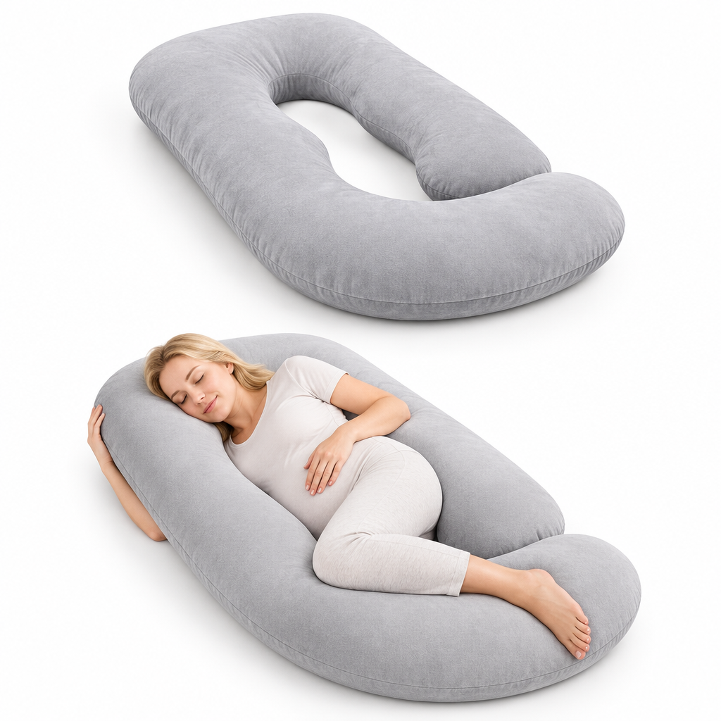 Coo-D U-Shape Full Body Pregnancy Pillow in Soft Grey